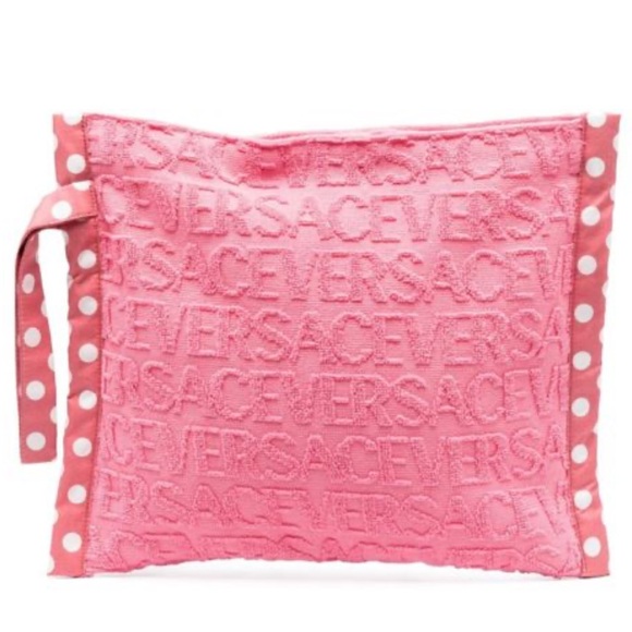 Versace Logo Terry Cloth Pouch